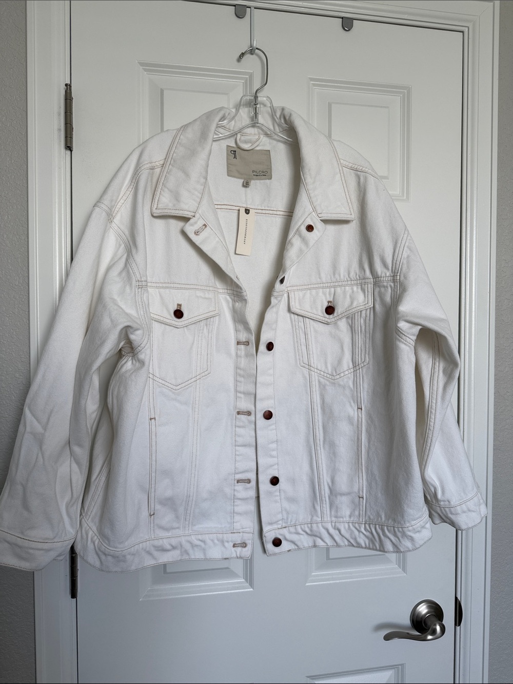 Pilcro White Denim Trucker Jacket